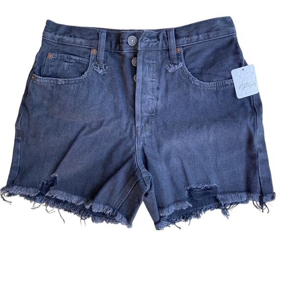 Free People Makai Black Denim Cutoff Shorts - Picture 3 of 5